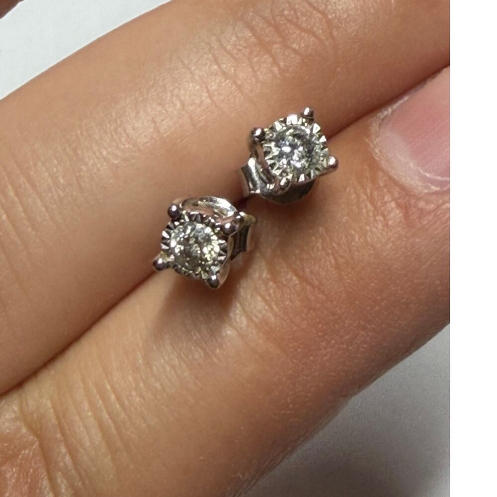 Helzberg Diamond 925 Sterling Silver Lab Created Stone Earrings